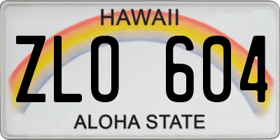 HI license plate ZLO604