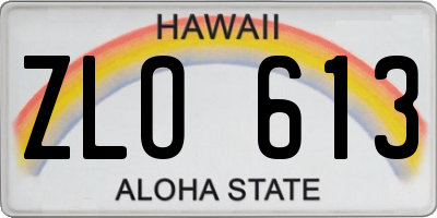 HI license plate ZLO613