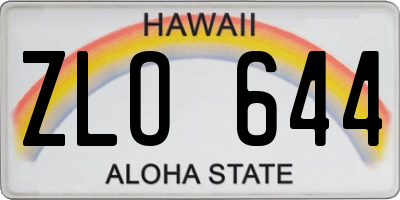 HI license plate ZLO644