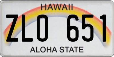 HI license plate ZLO651