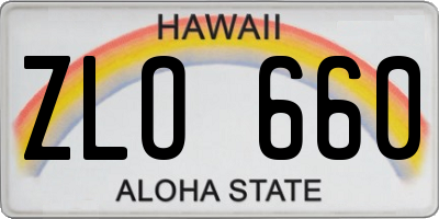 HI license plate ZLO660