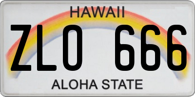 HI license plate ZLO666