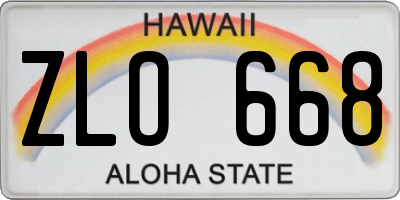 HI license plate ZLO668