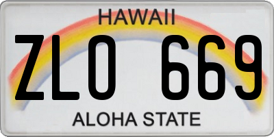 HI license plate ZLO669