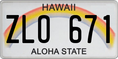 HI license plate ZLO671