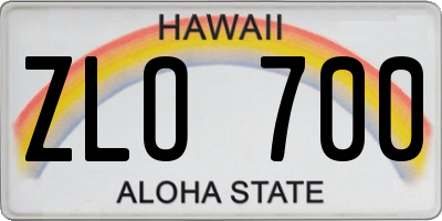 HI license plate ZLO700