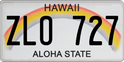 HI license plate ZLO727