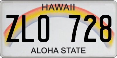 HI license plate ZLO728