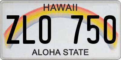 HI license plate ZLO750