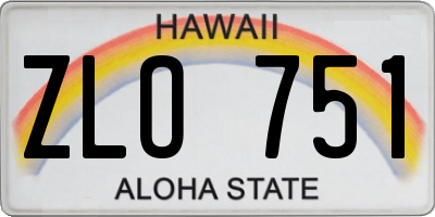 HI license plate ZLO751