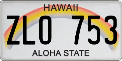 HI license plate ZLO753