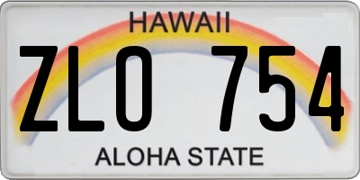 HI license plate ZLO754