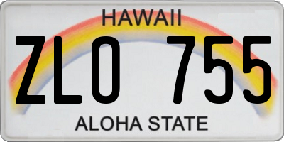 HI license plate ZLO755