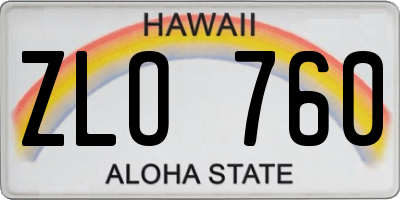 HI license plate ZLO760