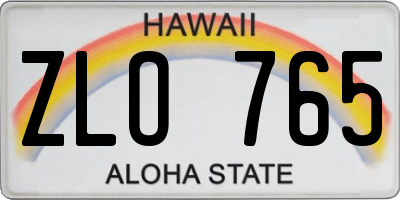HI license plate ZLO765