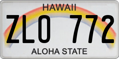 HI license plate ZLO772