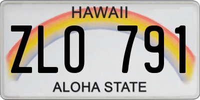 HI license plate ZLO791