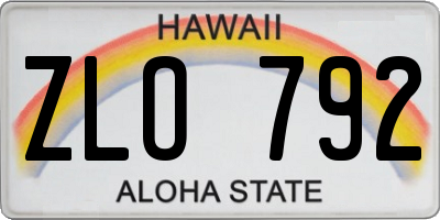 HI license plate ZLO792