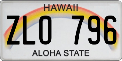 HI license plate ZLO796