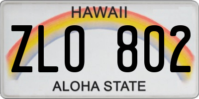 HI license plate ZLO802