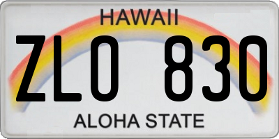 HI license plate ZLO830