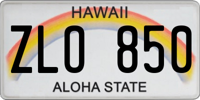 HI license plate ZLO850