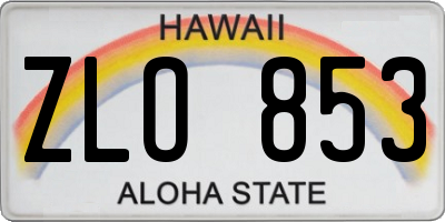 HI license plate ZLO853