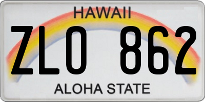 HI license plate ZLO862
