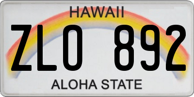 HI license plate ZLO892