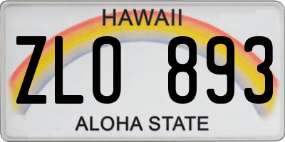 HI license plate ZLO893