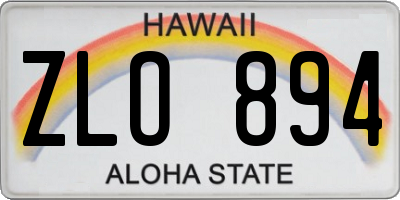 HI license plate ZLO894