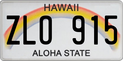 HI license plate ZLO915