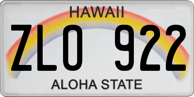 HI license plate ZLO922