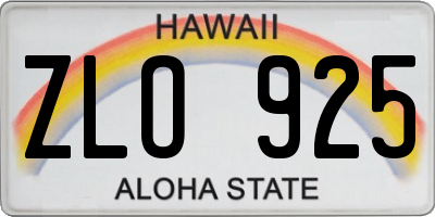 HI license plate ZLO925