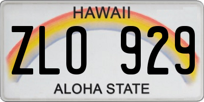 HI license plate ZLO929