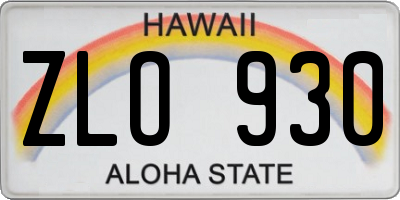 HI license plate ZLO930
