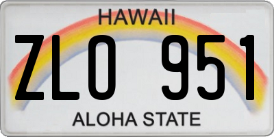 HI license plate ZLO951
