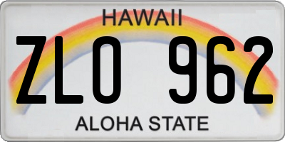 HI license plate ZLO962