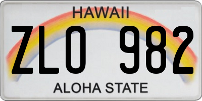 HI license plate ZLO982