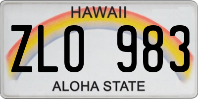 HI license plate ZLO983