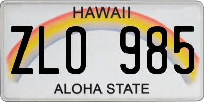 HI license plate ZLO985