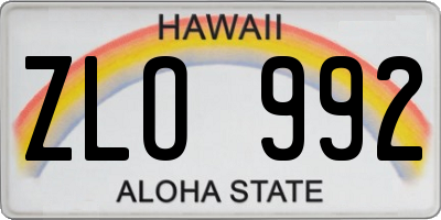 HI license plate ZLO992