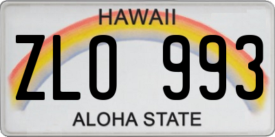HI license plate ZLO993