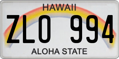 HI license plate ZLO994