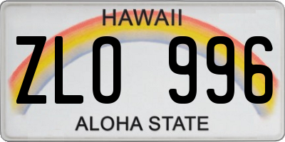 HI license plate ZLO996