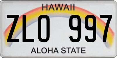 HI license plate ZLO997