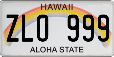 HI license plate ZLO999