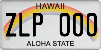 HI license plate ZLP000