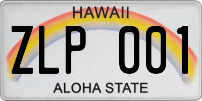 HI license plate ZLP001