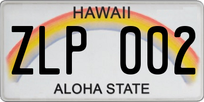 HI license plate ZLP002